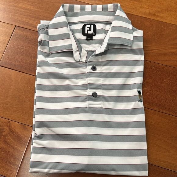 FootJoy Men's Gray Striped Polo Golf Shirt size L - Picture 1 of 9